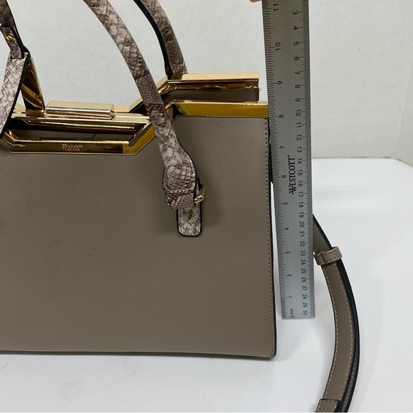 Dune London Purse Bag Satchel w/2Handles Beige w/Gold Accents Detachable Strap - Picture 15 of 16